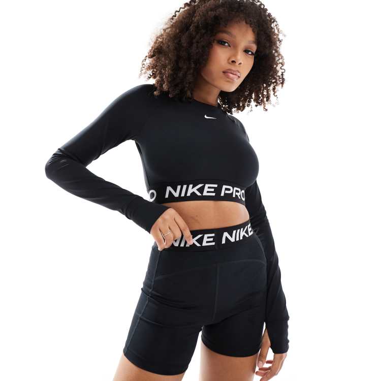 【NIKE】Training Pro Long Sleeve Crop Top(送料無料） Nike Pro Training Long Sleeve Crop Top Design 2024 Black XS