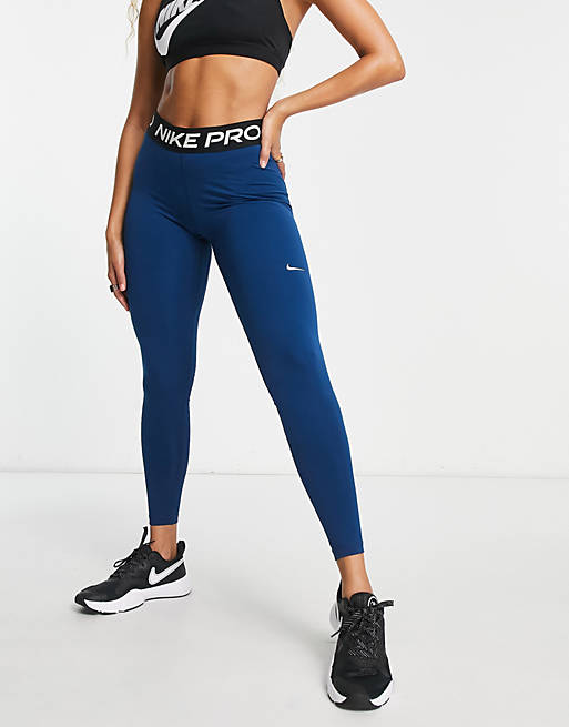 Nike Training Pro 365 high rise 7/8 leggings in teal blue