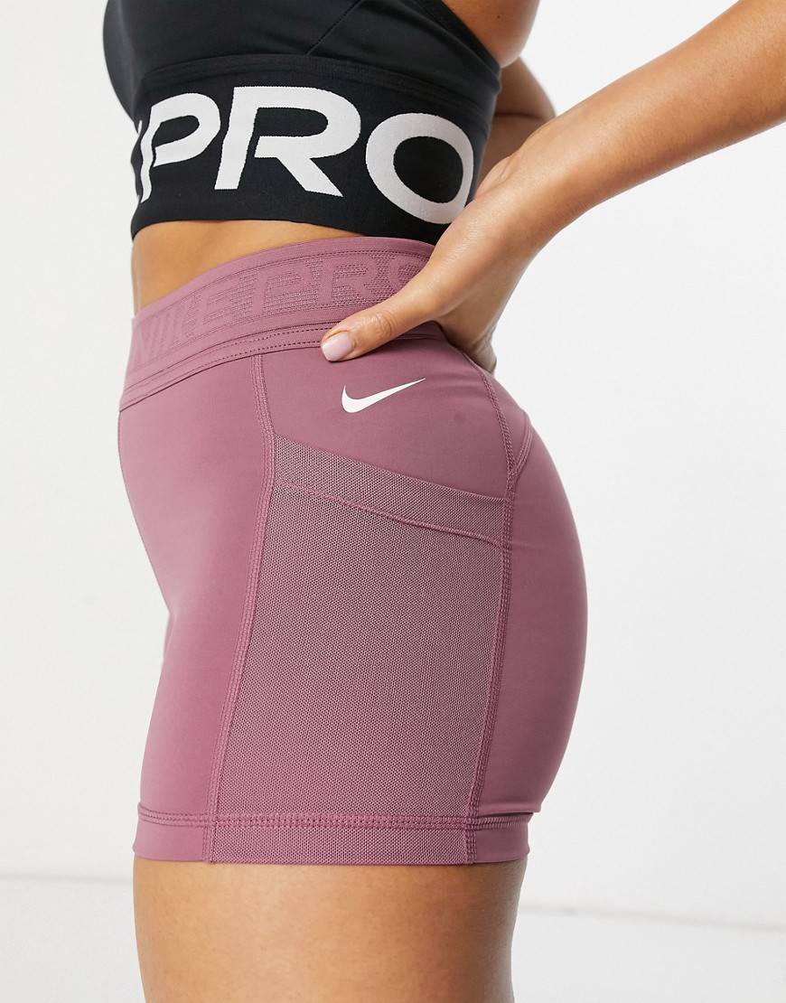 Nike Training Pro 3inch shorts in dusty pink-Purple