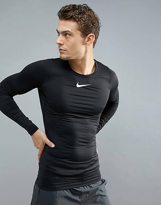 Nike Training pro compression long sleeve top in black 838044-010