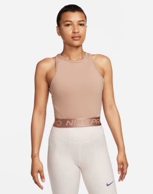 Nike Pro Crop Top In Desert Dust-white In White