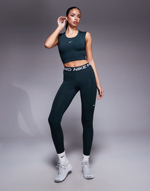 Nike Training - Pro - Débardeur court en tissu Dri-FIT - Vert foncé, 4 de 4
