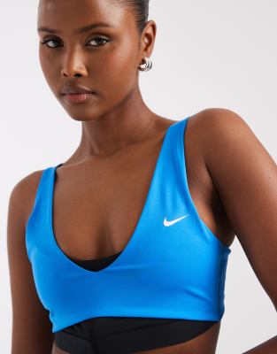 Nike Training Pro double layer sports bra in blue and black