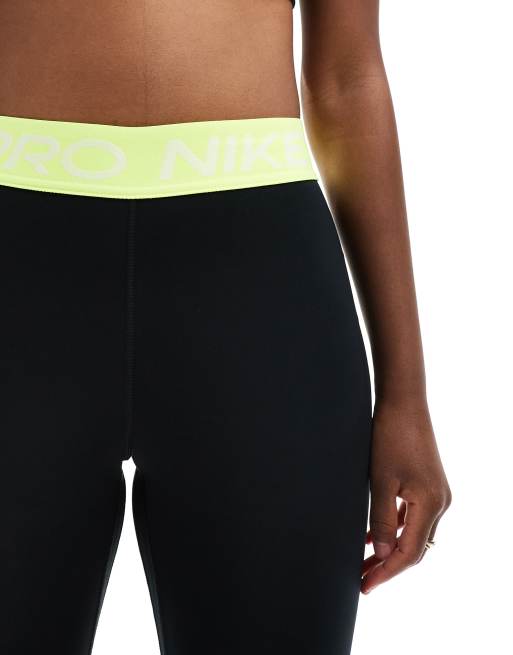 Nike Women's Dri-Fit Pro Recovery Hypertight Running Tights-Black/NeonGreen