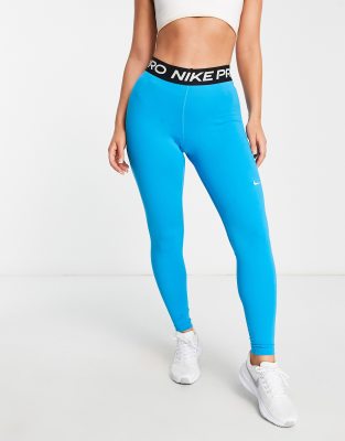 Nike Pro Leggings M Blue Geometric Dri Fit