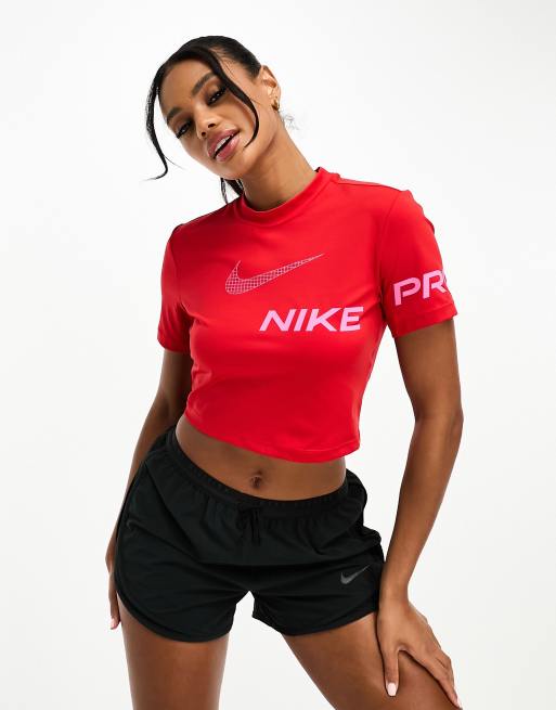 Red nike store crop top