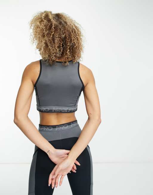 Nike Training Pro Dri-Fit cropped tank in black, 2 of 4