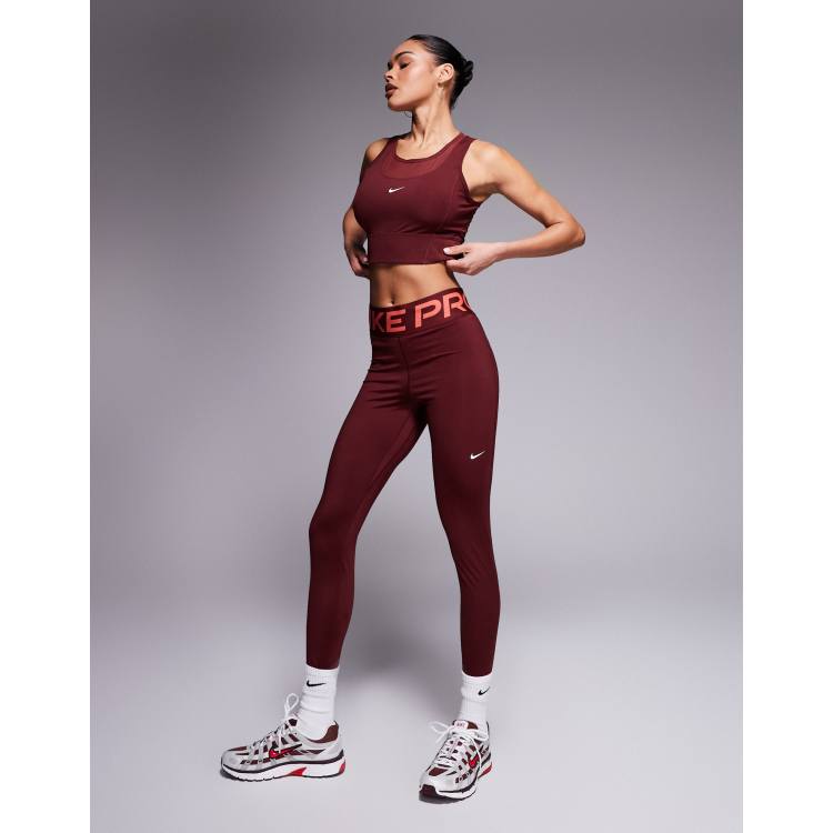 Nike Training – Pro Dri-FIT – Formende Leggings in Burgunderrot