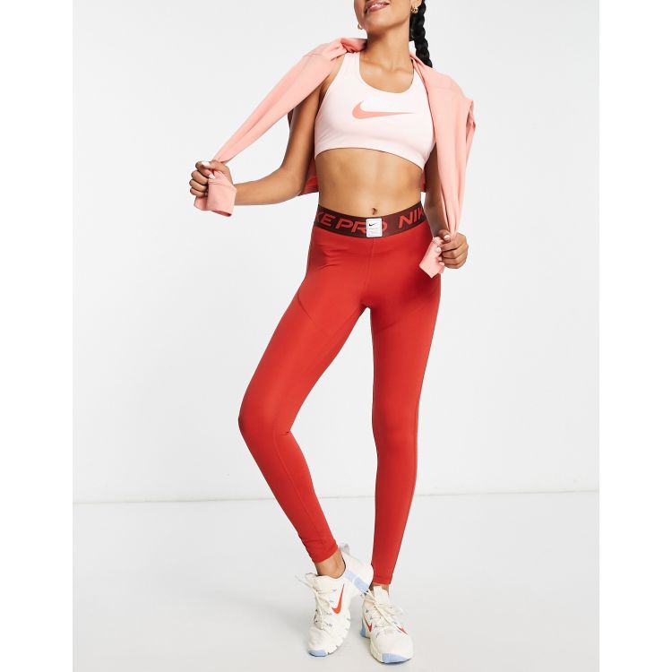 red nike pro leggings