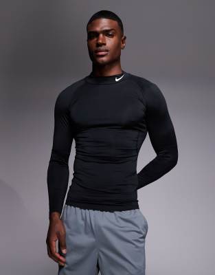 Nike Training Nike Training Pro Dri-FIT high neck long sleeve top in black-Blue