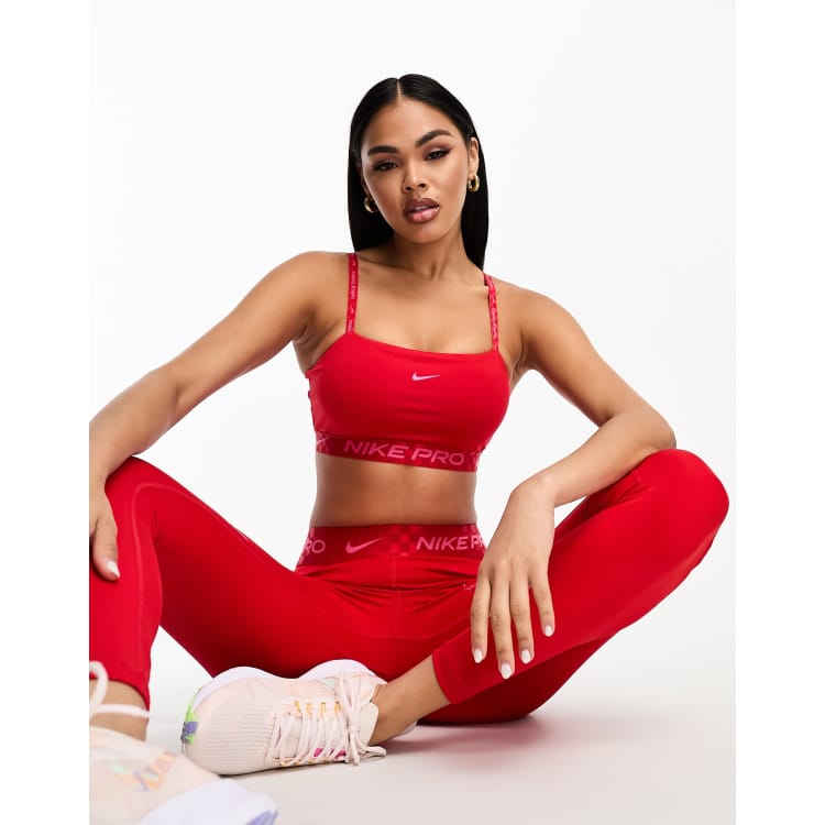 Nike Training Pro Dri-FIT Indy sports bra in red