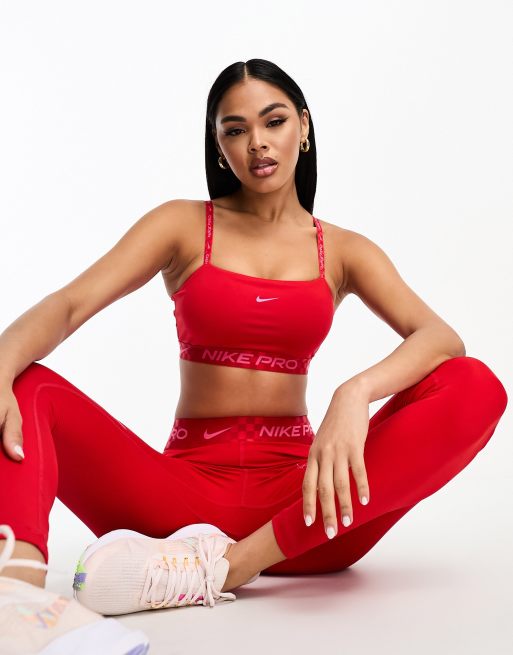 Nike red store sports bra