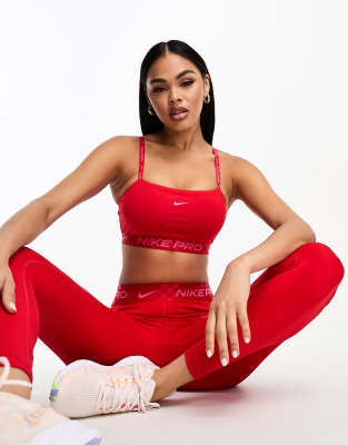 Nike Dri-fit Pro Indy Bandeau Sports Bra In Red