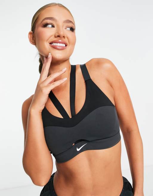 Nike Indy Light-support Padded Strappy Cutout Sports Bra in Black