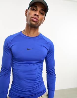 Nike – Training Pro – Dri-FIT – Kungsblå, långärmad tröja med smal passform