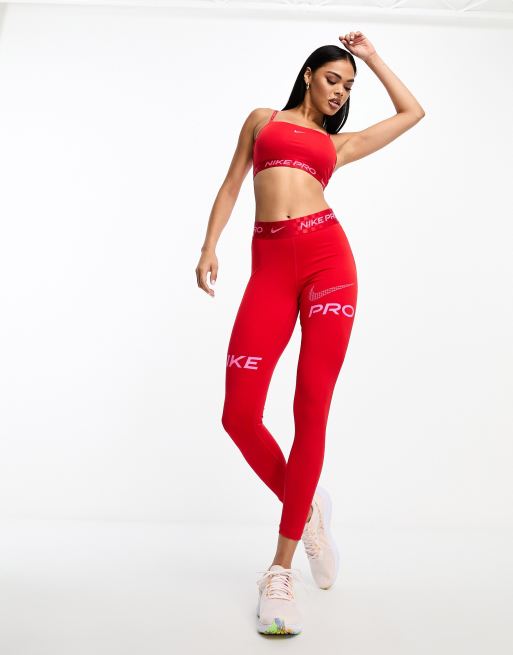 red nike pro leggings