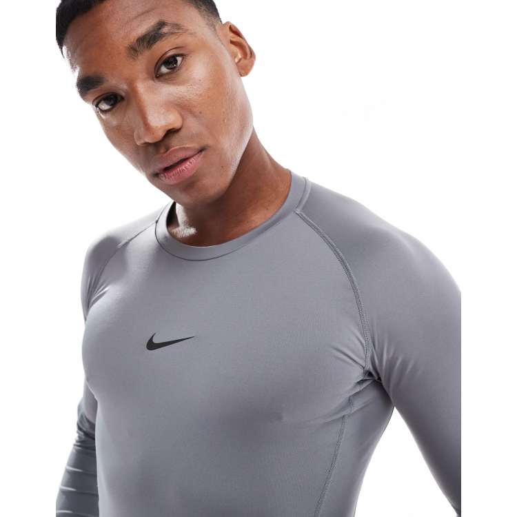Nike Training Pro Dri-FIT muscle fit long sleeve top in dark grey