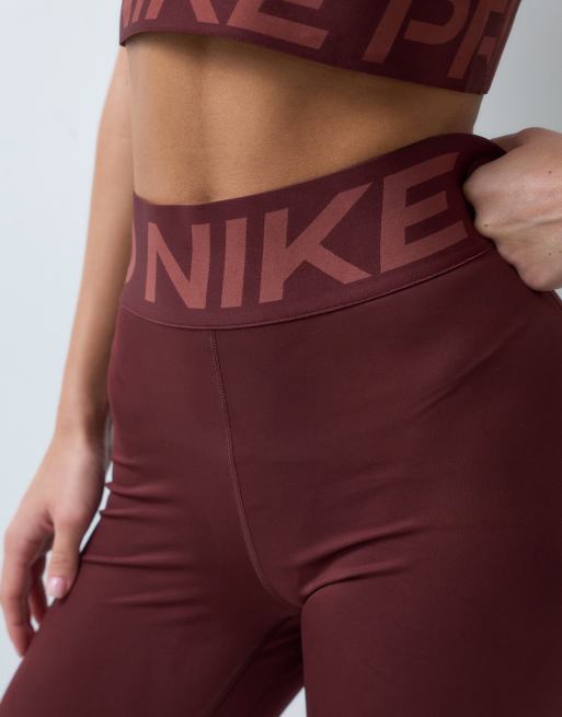 Nike Training Pro Dri-FIT Sculpt leggings de talle alto en burdeos, 3 de 5