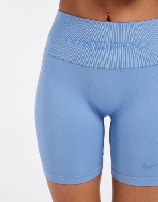 Nike Training Pro Dri-FIT seamless 5 inch shorts in blue, 4 of 5