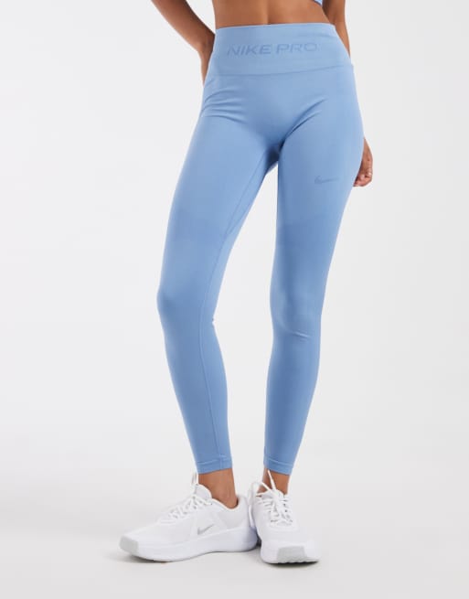 Nike Training Pro Dri-FIT seamless 7/8 legging in blue, 3 of 5