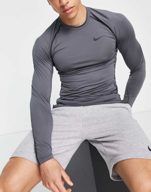 Nike grey long sleeve top sale