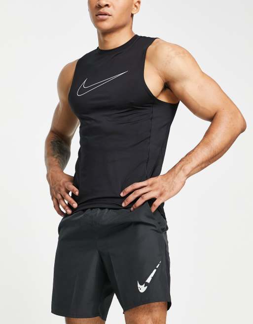 Nike Pro Dri FIT Mens Training Gym Tight-Fit Sleeveless Shirt Grey