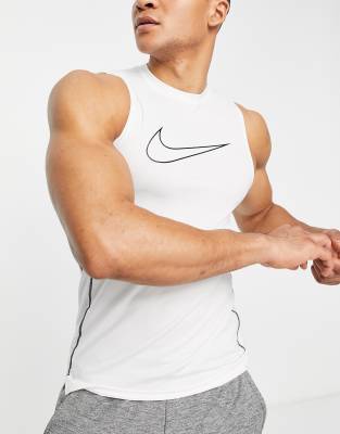 Nike Pro Dri-fit Slim-fit Tank Top In White