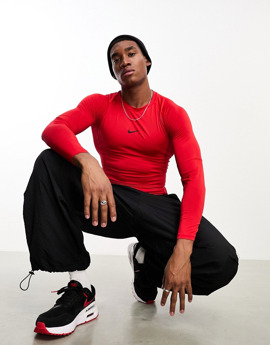 Nike Training Pro Dri-FIT tight long sleeve in red