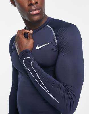 Nike Training Pro Dri-FIT tight long sleeve top in navy - ASOS Price Checker