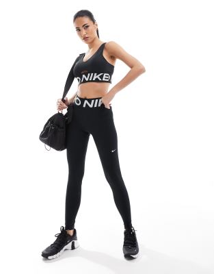 Nike Training - Pro - Figurformende Leggings in Schwarz mit hohem Bund