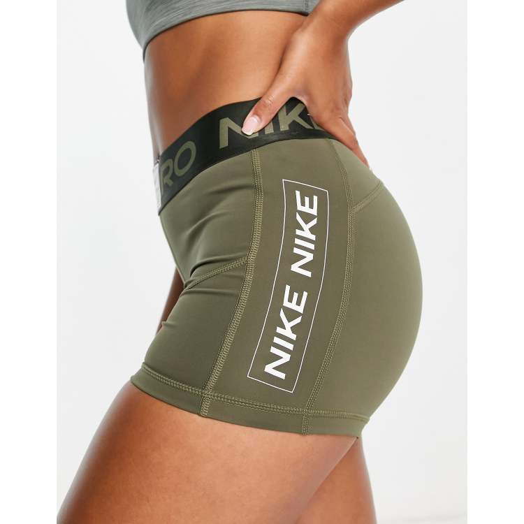 Nike Training Pro GRX Dri-FIT 3 inch booty shorts in khaki