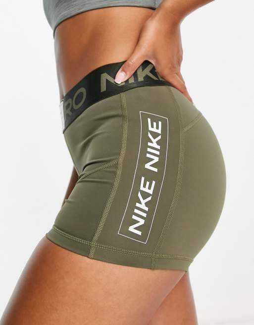 Nike Training Pro GRX Dri-FIT 3 inch booty shorts in khaki