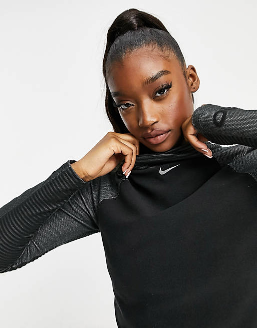 Nike Training Pro hyper warm long sleeve top in black | ASOS