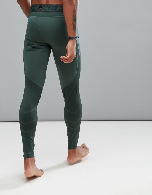 Nike Pro HyperWarm Tights in Green