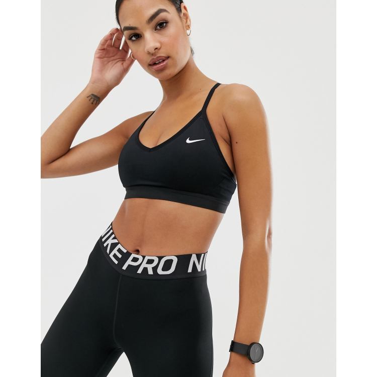 Nike Training Pro Indy light support sports bra In Black