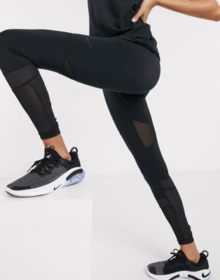 nike training pro leggings with mesh in black