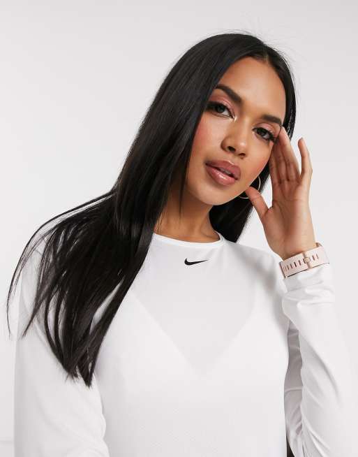 Nike Training Pro long sleeve top in white mesh