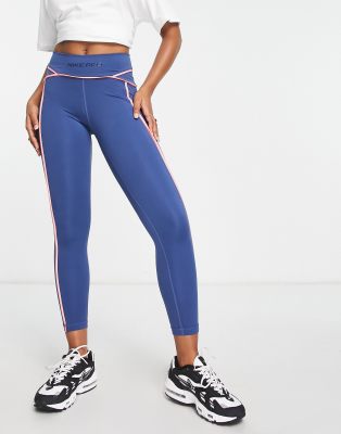 Nike Training Pro Membership Dri-FIT midrise 7/8 leggings in blue - ASOS Price Checker