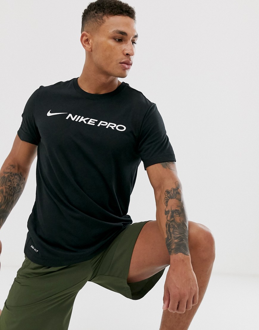 Nike Training Pro - T-shirt nera con logo-Nero