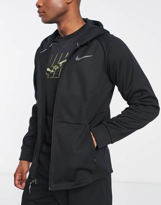 Nike Training – Pro Therma Sphere – Zapinana na suwak czarna bluza z kapturem