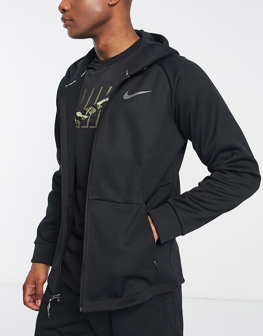 Nike Training Pro Therma Sphere zip thru hoodie in black