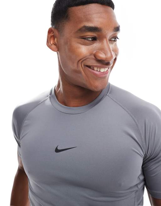 Nike Training Pro tight short sleeve top in dark grey