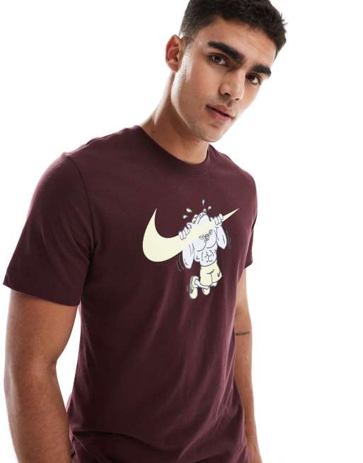 Nike Training Pull Up graphic t shirt in burgundy ASOS