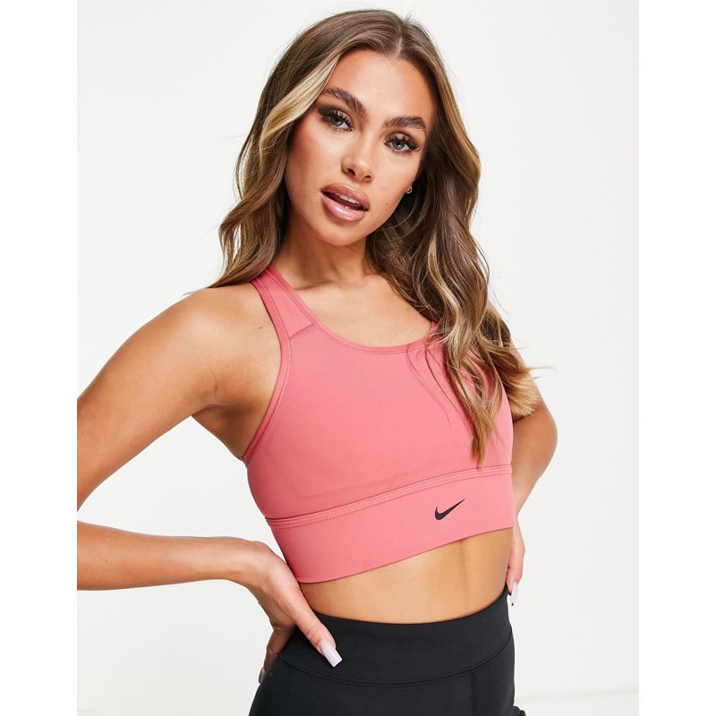Donna Activewear Nike Training - Reggiseno sportivo a sostegno medio rosa con logo Nike