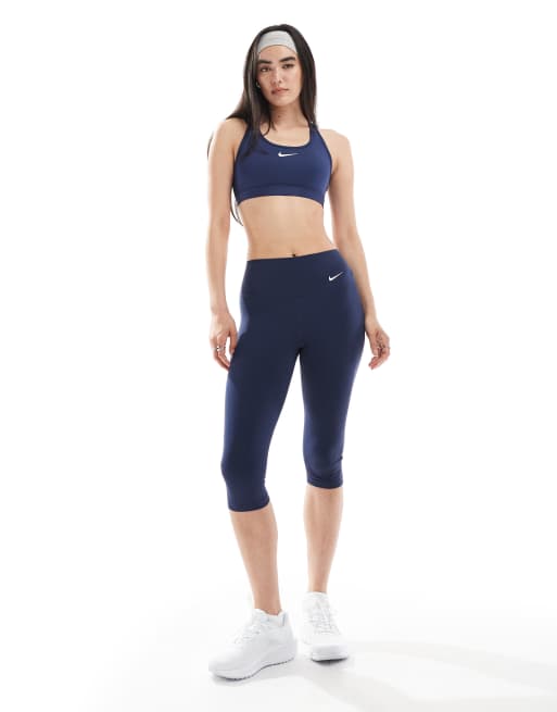 Nike Training - Reggiseno sportivo a supporto medio blu navy con logo, 4 di 4