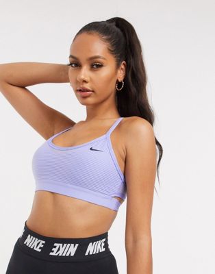 Nike Training ribbed indy bra in purple 