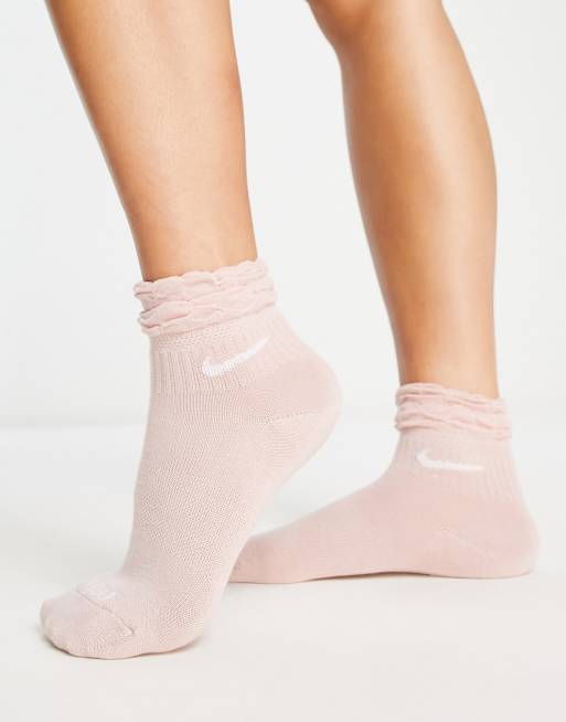 Nike Training ruffle ankle socks in pink | ASOS