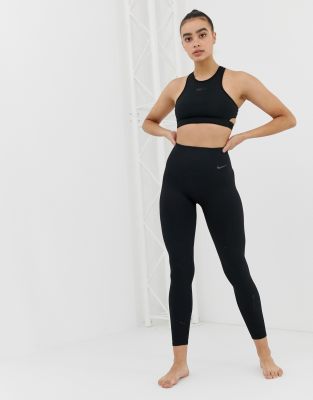 nike training seamless yoga leggings in black