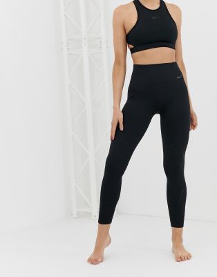 nike training seamless yoga leggings in black