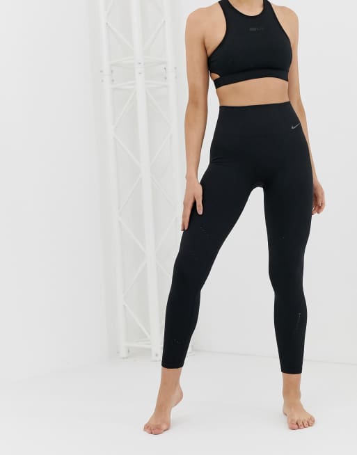 Nike Yoga Dri-FIT Power seamless leggings with small logo in purple, ASOS